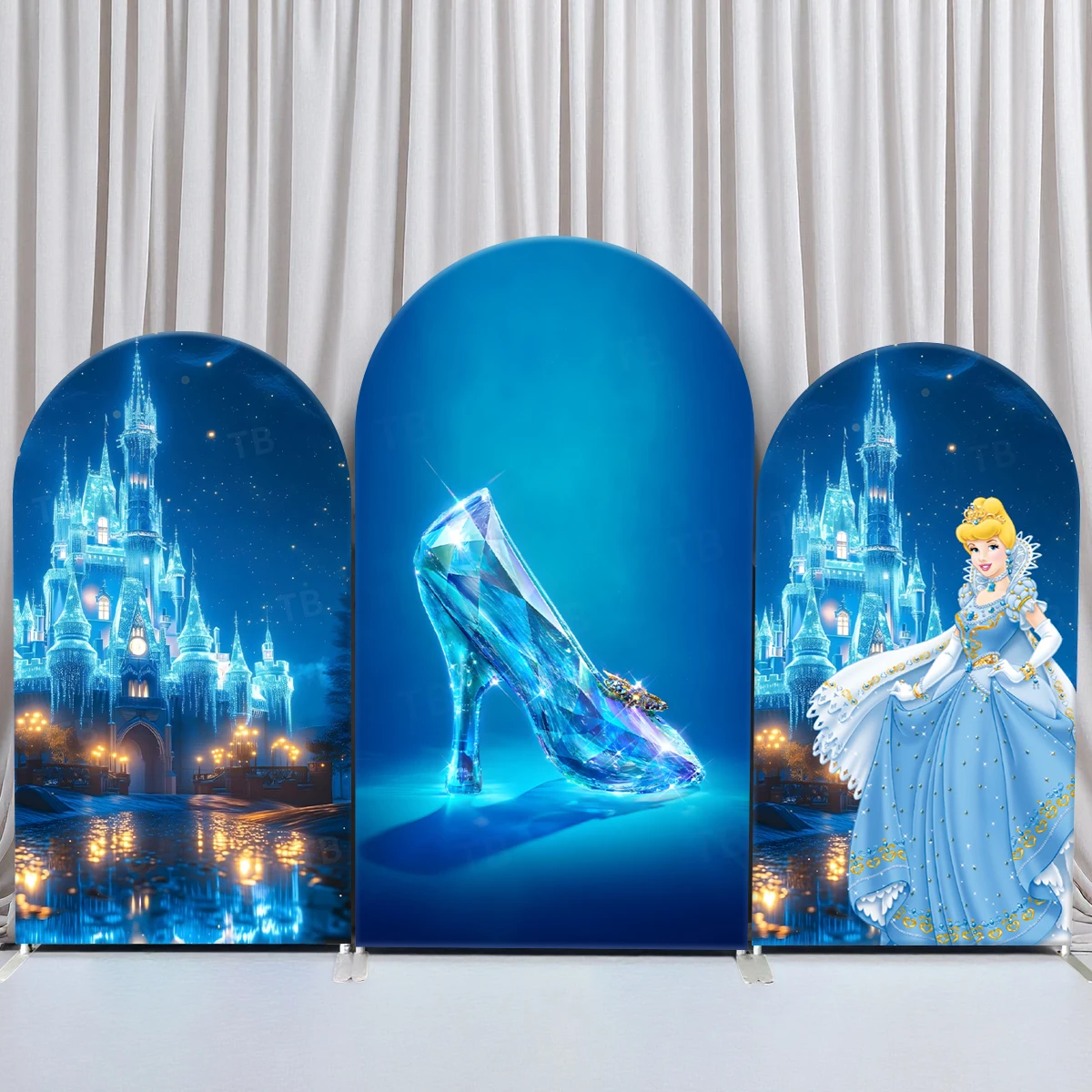 

TB Disney Princess Cinderella Arch Backdrop Cover for Girl Birthday Party Decor Baby Shower Photo Background Prop Elastic Fabric