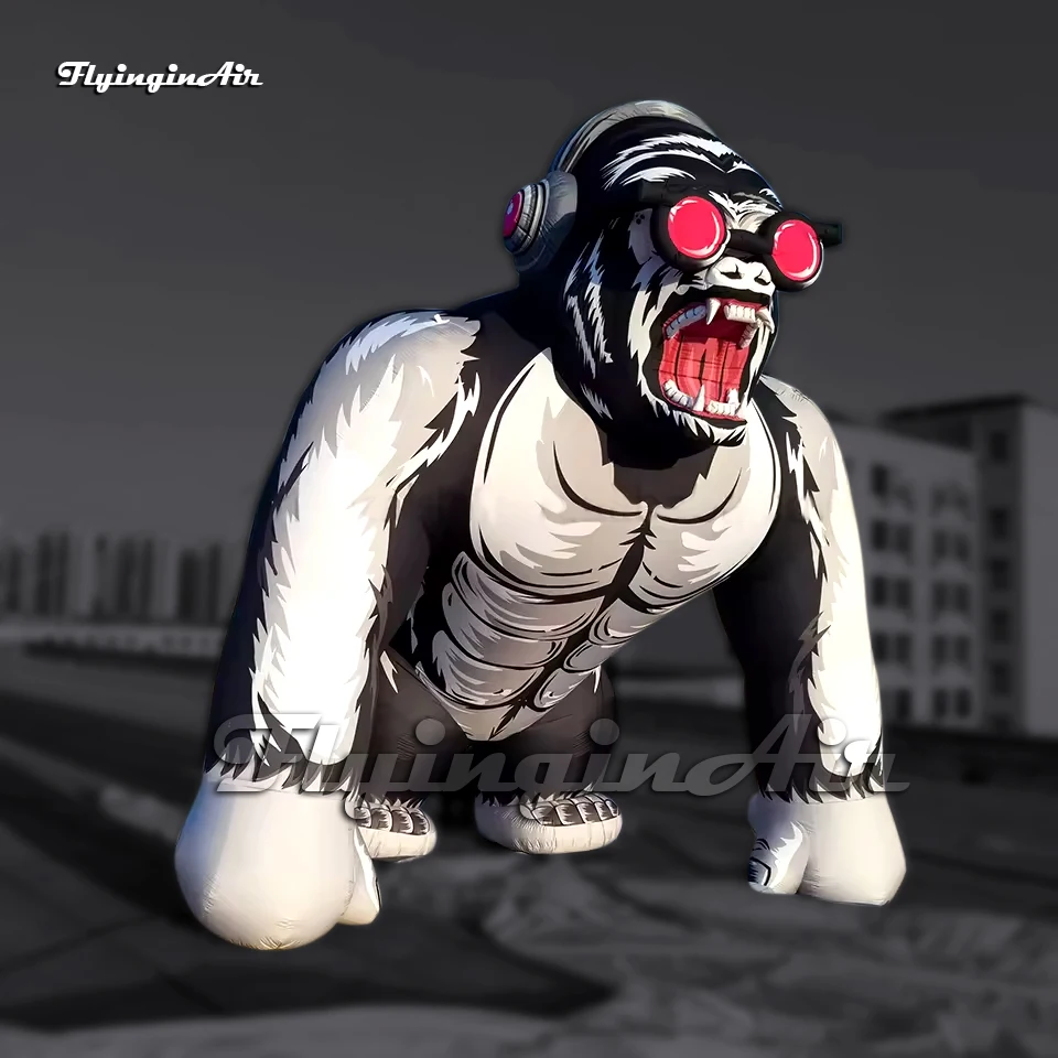 Fantastic Large Inflatable Gorilla Cartoon Animal Model With Headphone For Stage Decoration