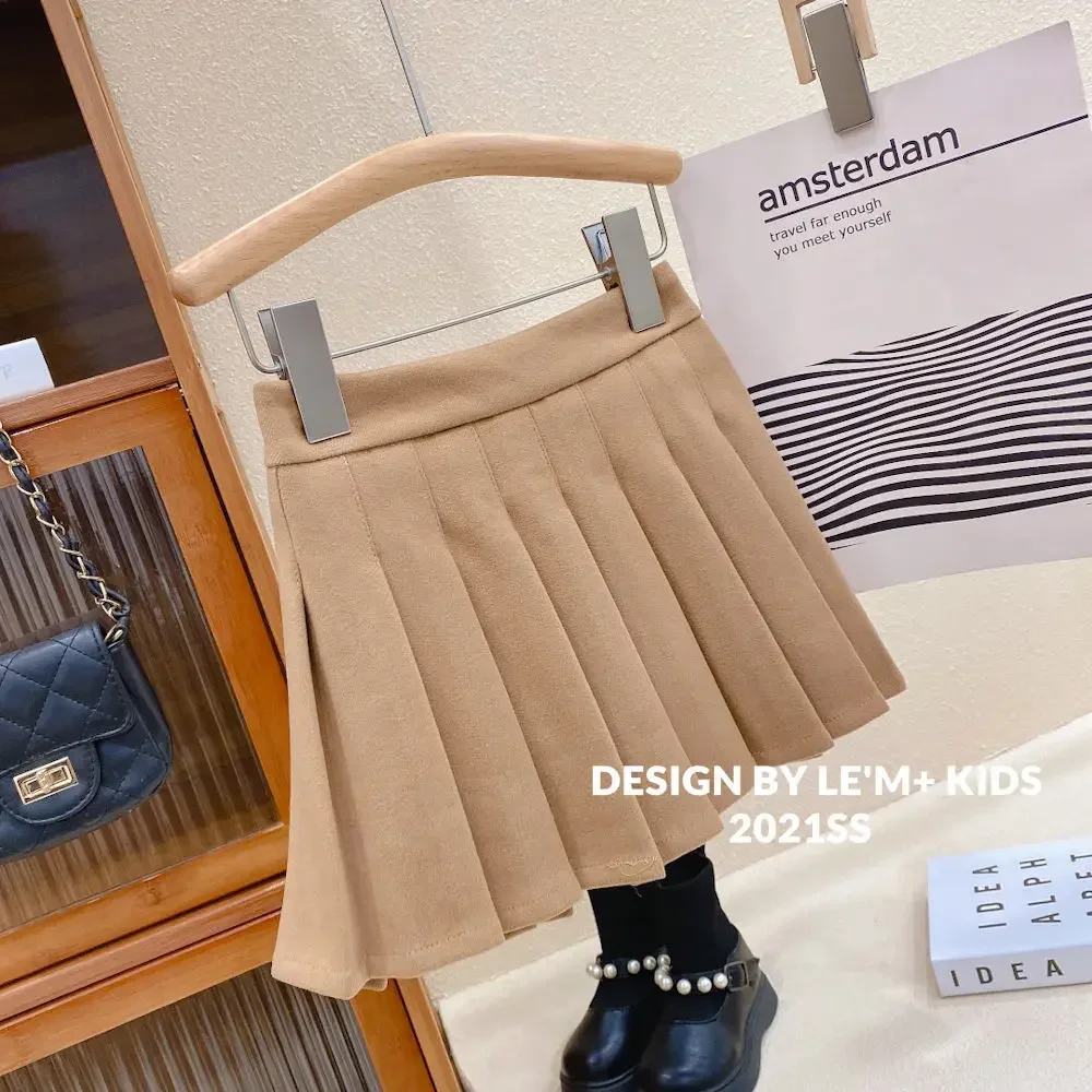 Kids Girls Pleated Skirts Solid Black Khaki Beige Mini Skirts 2024 New Arrival Children Teenge Girl Skirts Spring Autumn Clothes