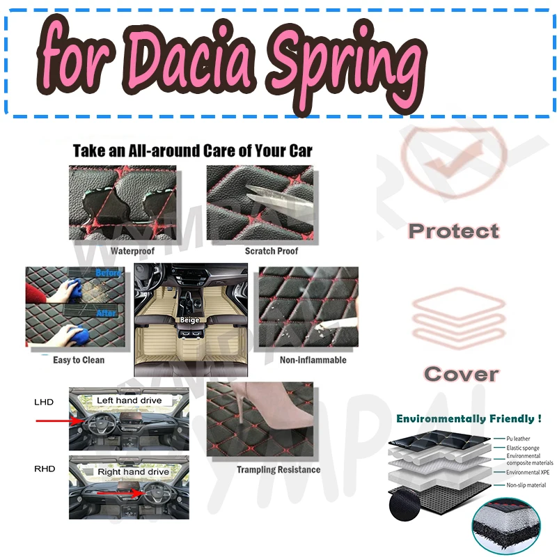 

Автомобильные коврики LUXURY для Dacia Spring Electric Renault City K-ZE Renault Kwid E-Tech Electric 2021 ~ 2023 водонепроницаемая накладка для автомобиля