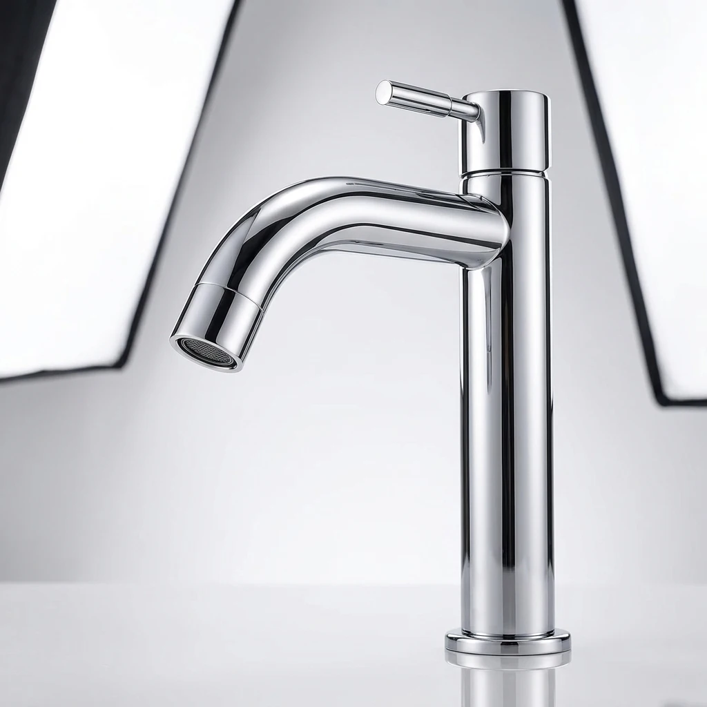 Single Cold Kitchen Curved Spout Faucet, Single Handle to Adjust Water Flow, Suitable for Bathroom, RV, Kitchen Sink