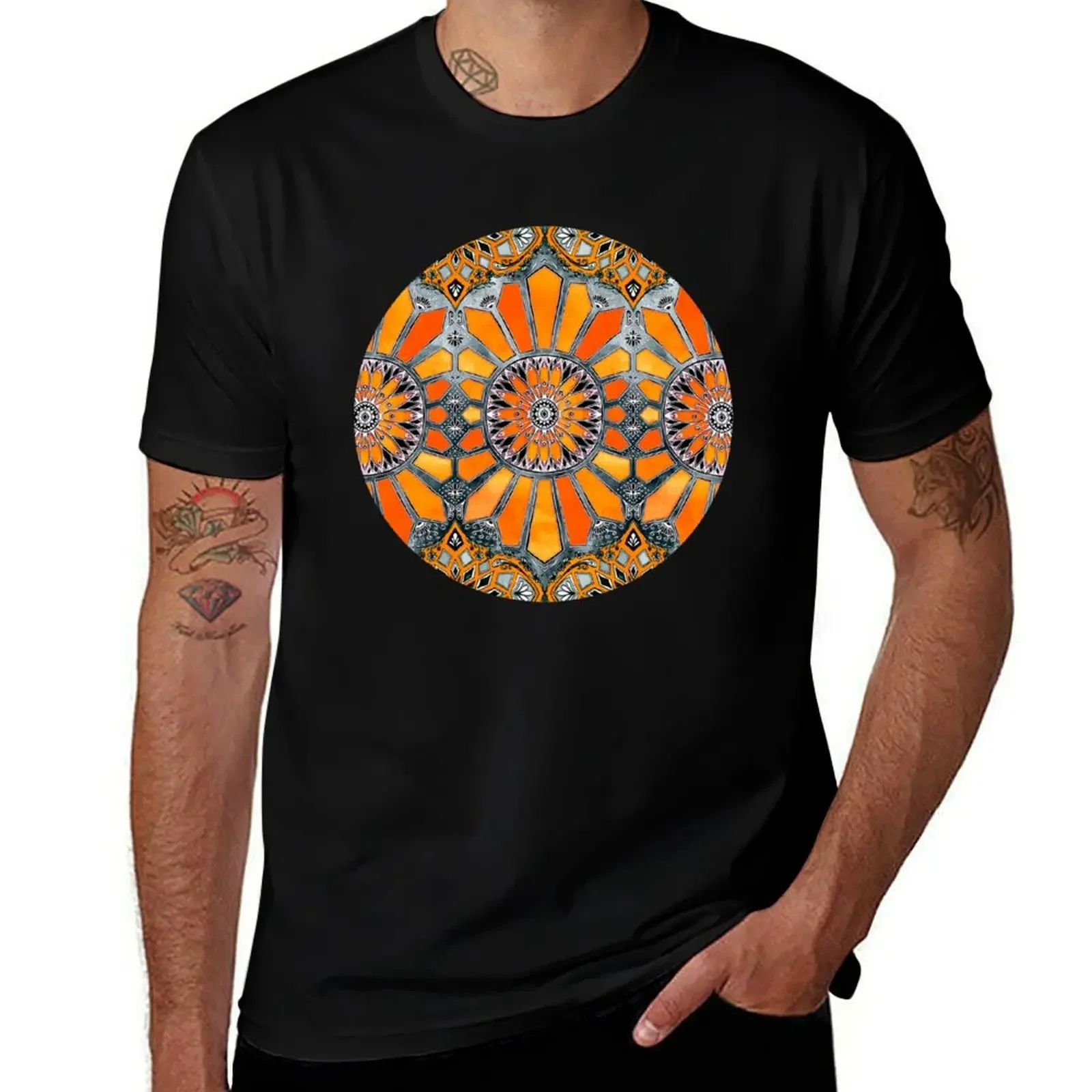 Celebrating the 70's - tangerine orange watercolor on grey T-Shirt blanks oversizeds luxury t-shirt mens graphic t-shirts