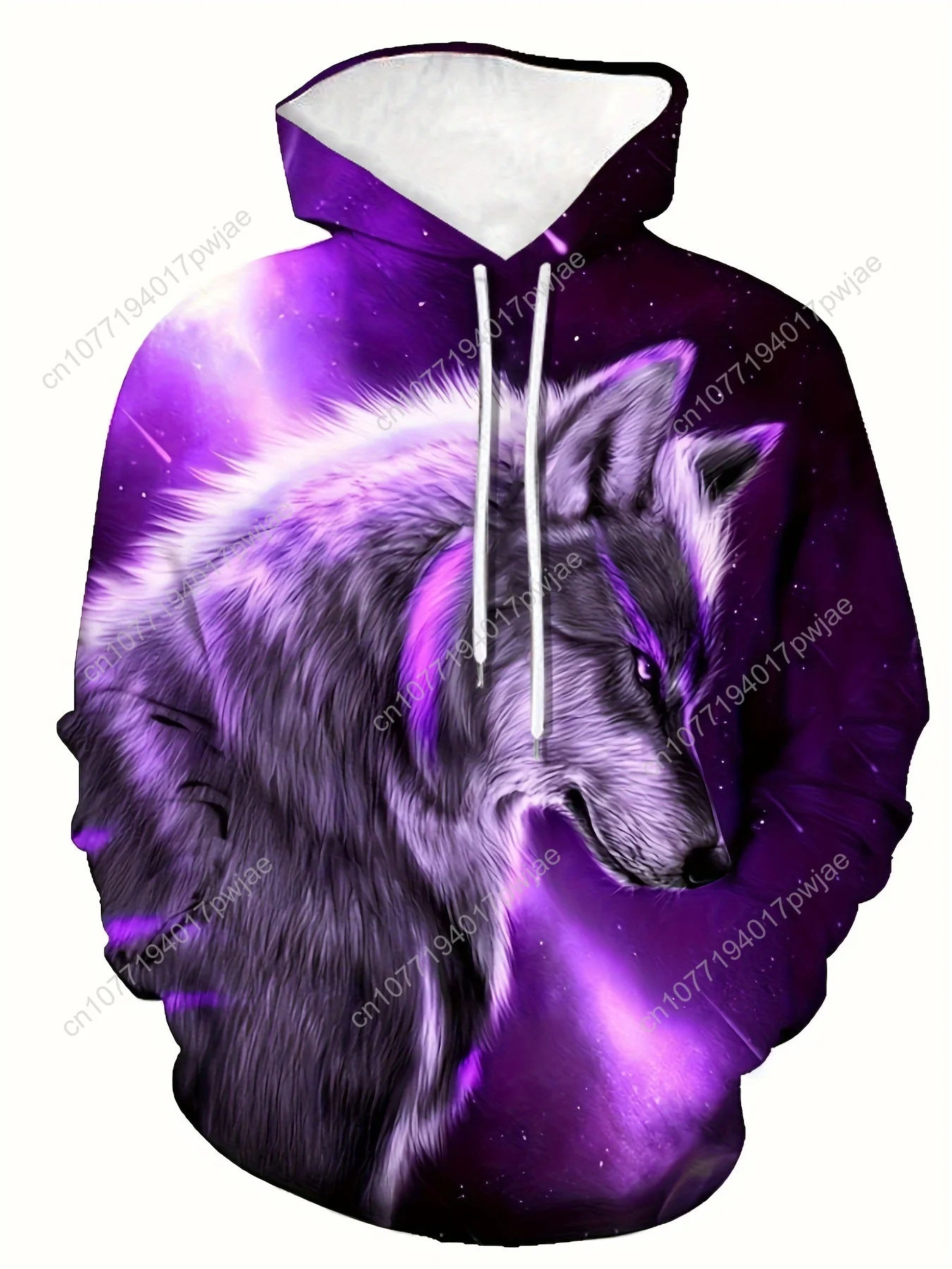 Wolf Pattern Print Hoodie, Cool Hoodies For Men, Men's Casual Graphic Design Hooded Sweatshirt Streetwear For Winter Fall, As Gi