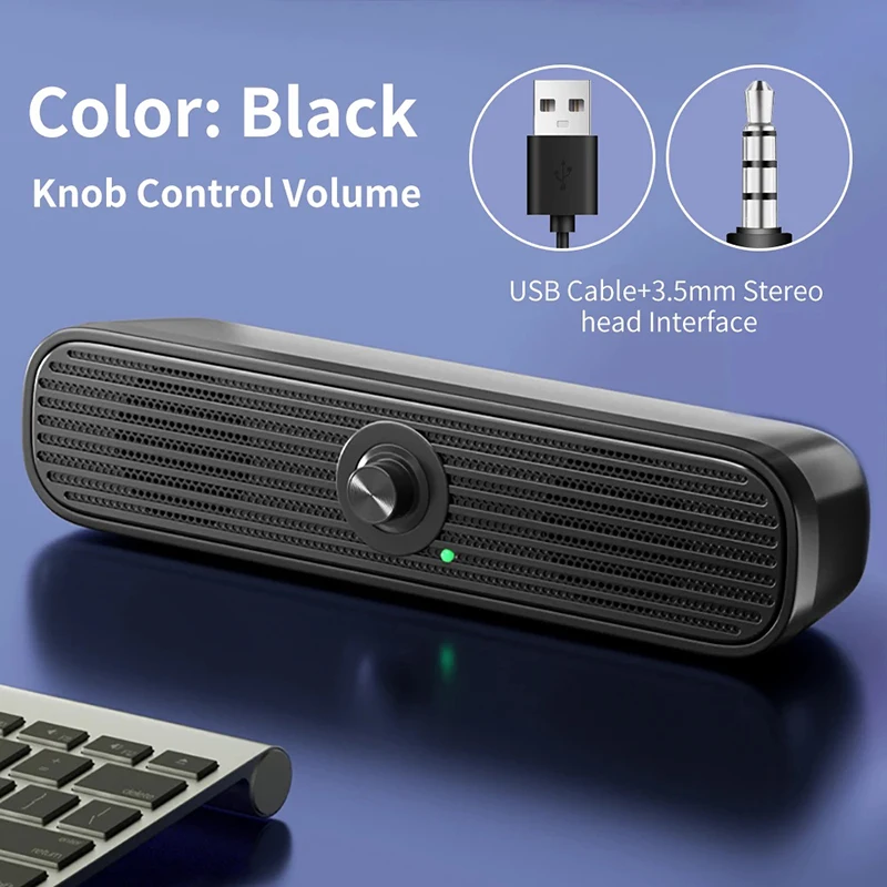 Barra de Sonido con Subwoofer Portátil con Cable para PC, TV, Computadora Portátil, Caja de Sonido, Woofer, Música, Escritorio, Mini Audio