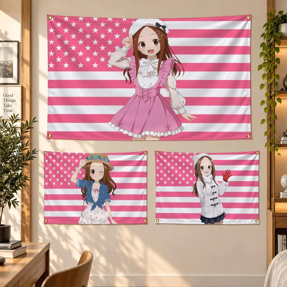 Anime Teasing Master Takagi-san Love Tale T-Takagi Flags Banner Decor for Bedroom,Garden,Party,Club,Gaming Room,Garage Fan Gift