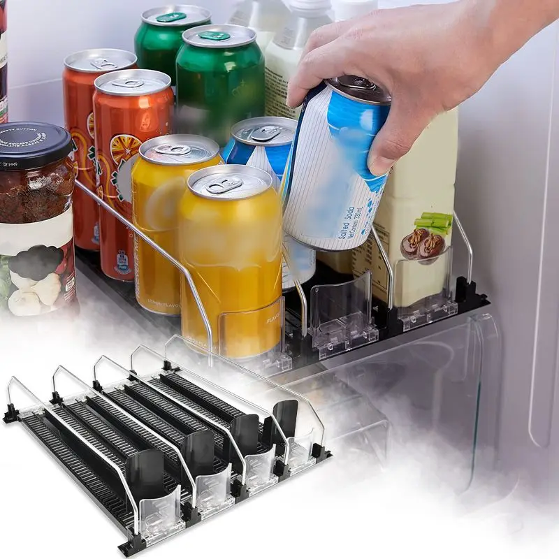 

Beverage Organizer Fridge Soda Can Refrigerator Drink Replenishment Pusher Tool Tray Dispenser Storage Pantry Propeller