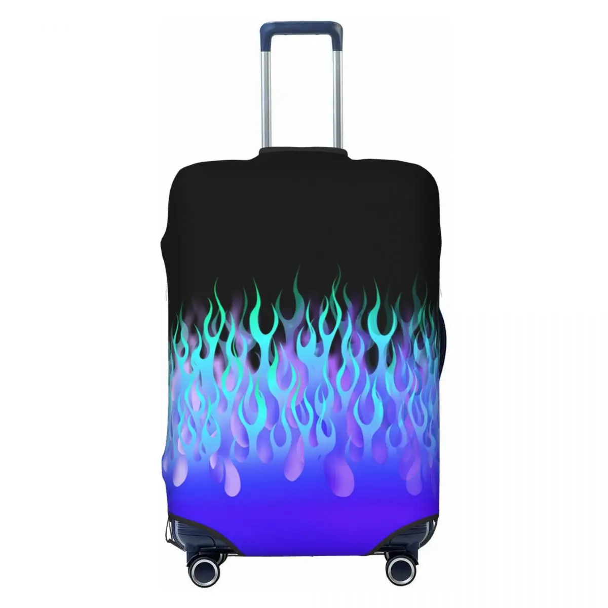 

Custom Blue Racing Flames Suitcase Cover Washable Luggage Covers Protector for 18-32 inch