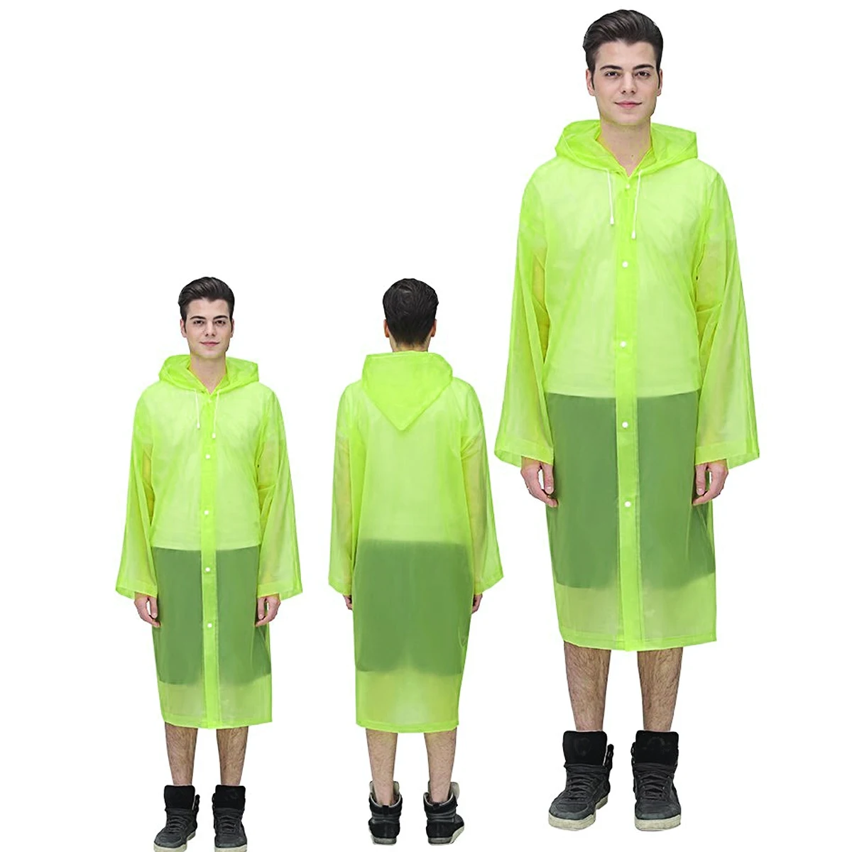 

Transparent Raincoat for Adults Waterproof Portable with Hood Elastic Cuffs Durable Tear Resistant Lightweight Poncho for Travel