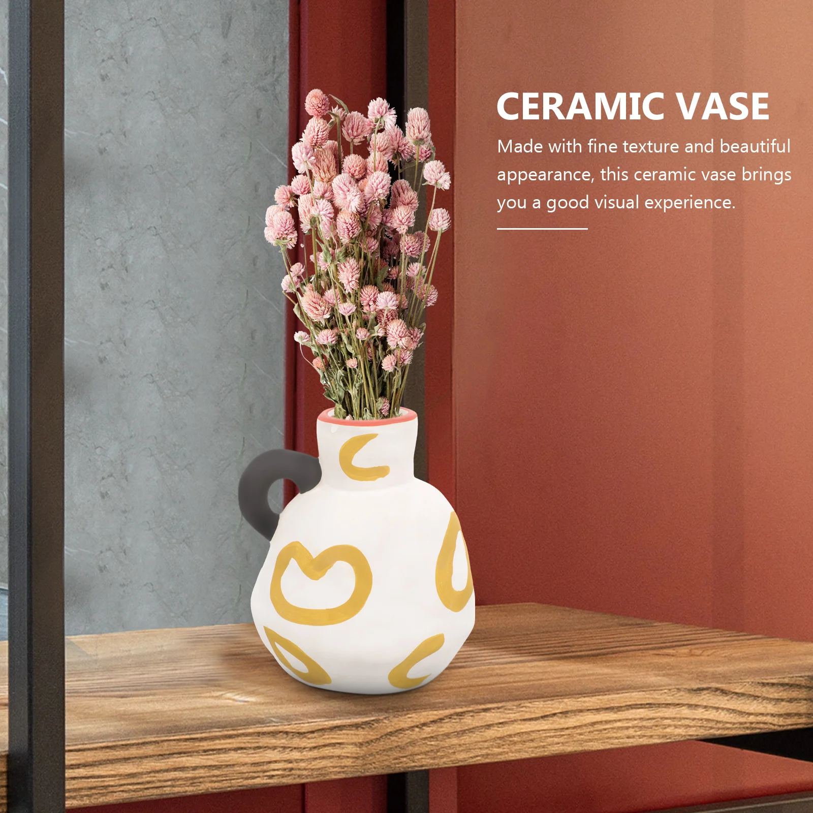 

Ceramic Vase Milk Pot Flower Arrangement Decoration Home Office Table Decor Gift Exquisite Design Pampas Grass