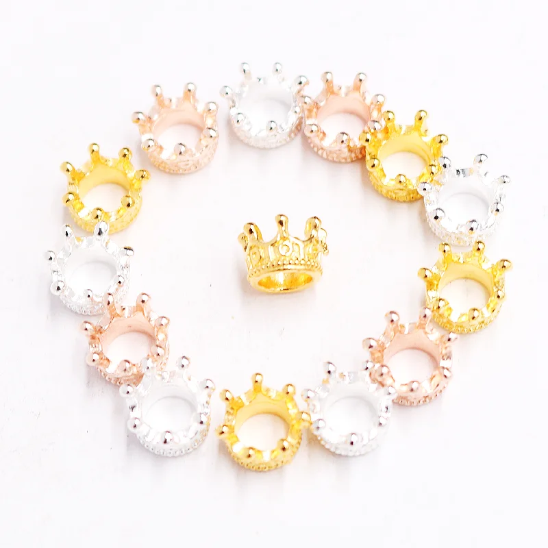 18pcs Mixed Tricolor Cute Princess Crown Pendant DIY Charm Pop Jewelry Crafts Handmade Metal Accessories 10*8mm P1145
