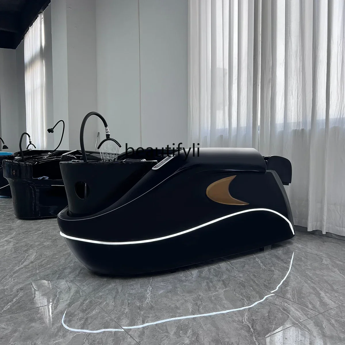 

FF cqyAutomatic Intelligent Massage Shampoo Bed Barber Shop Head Treatment Fumigation Massage Integrated Shampoo