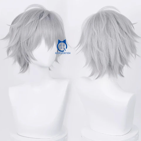 Anime Eva Nagisa Kaworu Fashion Cosplay Silver Gray Short Upwarping Wig Heat Resistant Synthetic Hair Party Accessories ComicCon