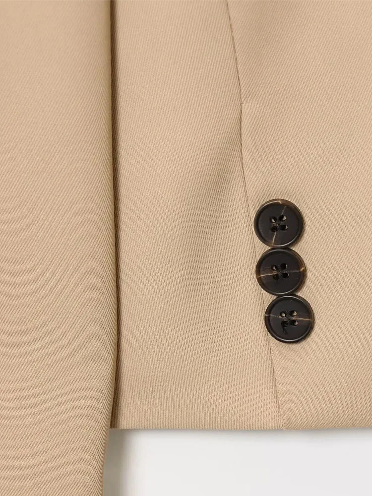 

HH Women New Fashion Double Breasted Long Sleeve Hem Slit Blazer Female Chic Commuter Versatile Casual Waist Slim Lapel Jacket