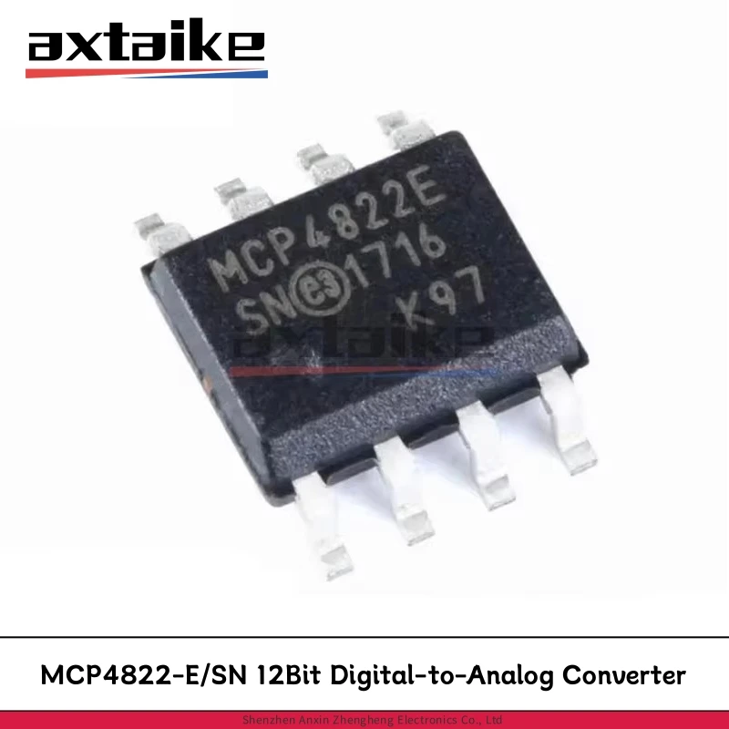 MCP4822E SOP-8 MCP4822 MCP4822-E/SN MCP4822T-E/SN 12Bit Dual Voltage Output Digital-to-Analog Converter SPI Interface SMD IC