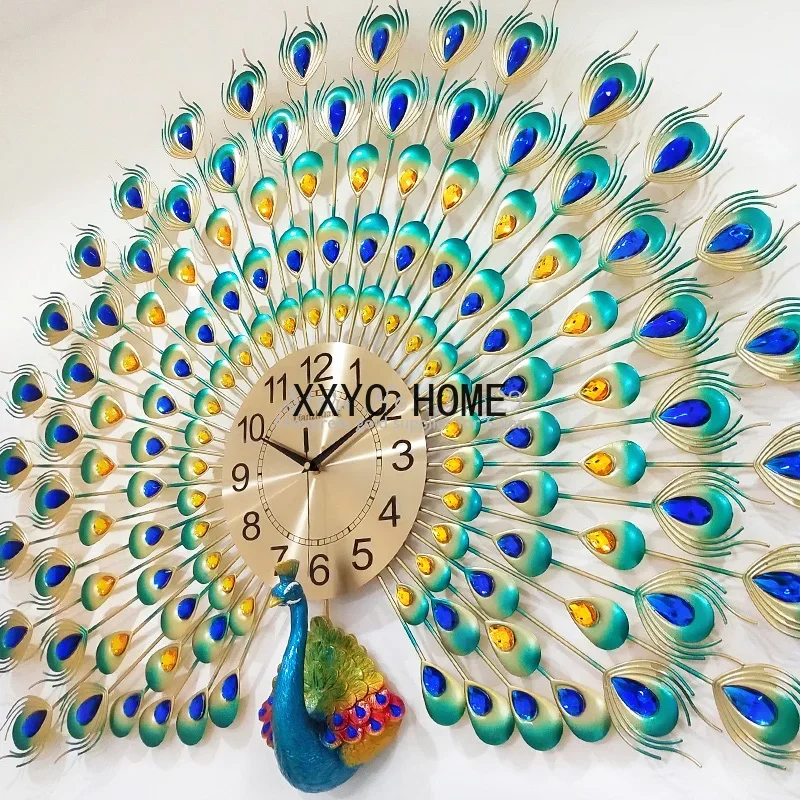 

Creative Peacock Wall Clock Living Room Home Clocks Personality Fashion Metal Watch Mute Decoration Furniture