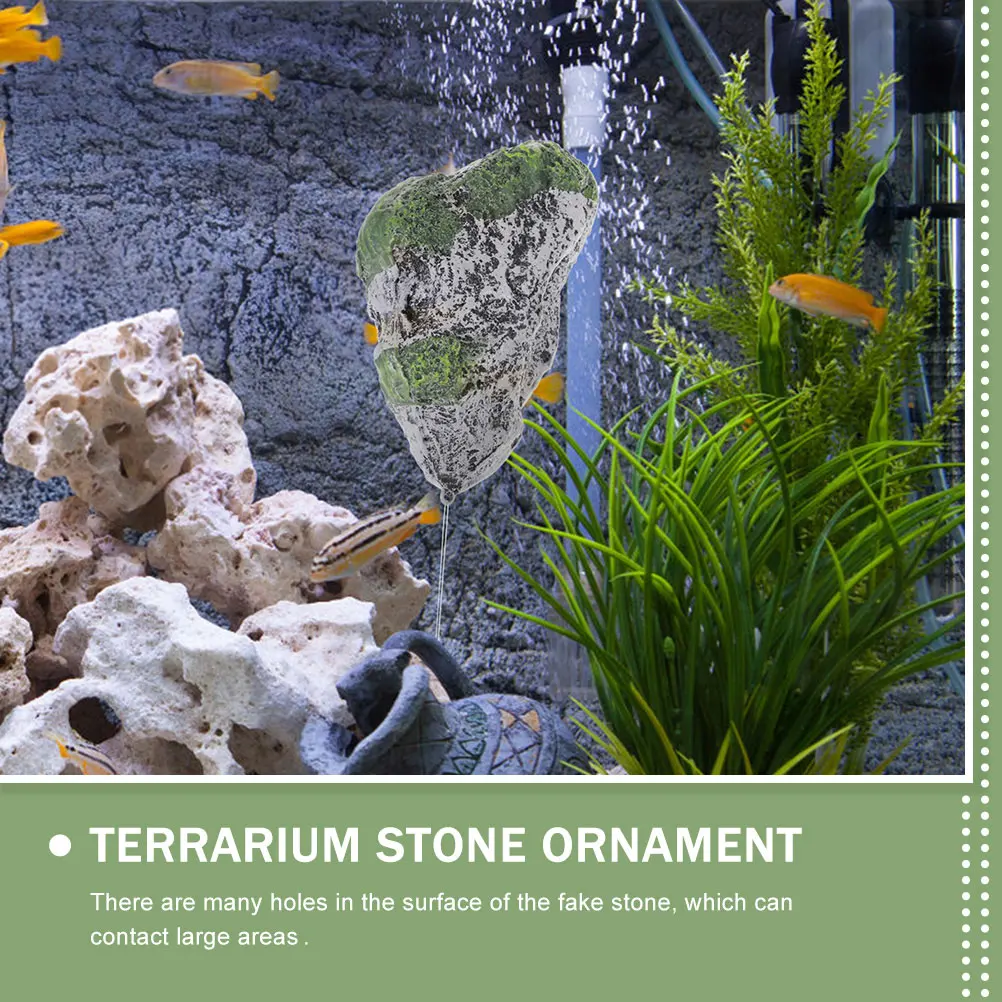 

Fish Tank Floating Stone Decor Realistic Resin Mossy Rock Faux Stone Ornament for Aquarium Terrarium Underwater Landscape