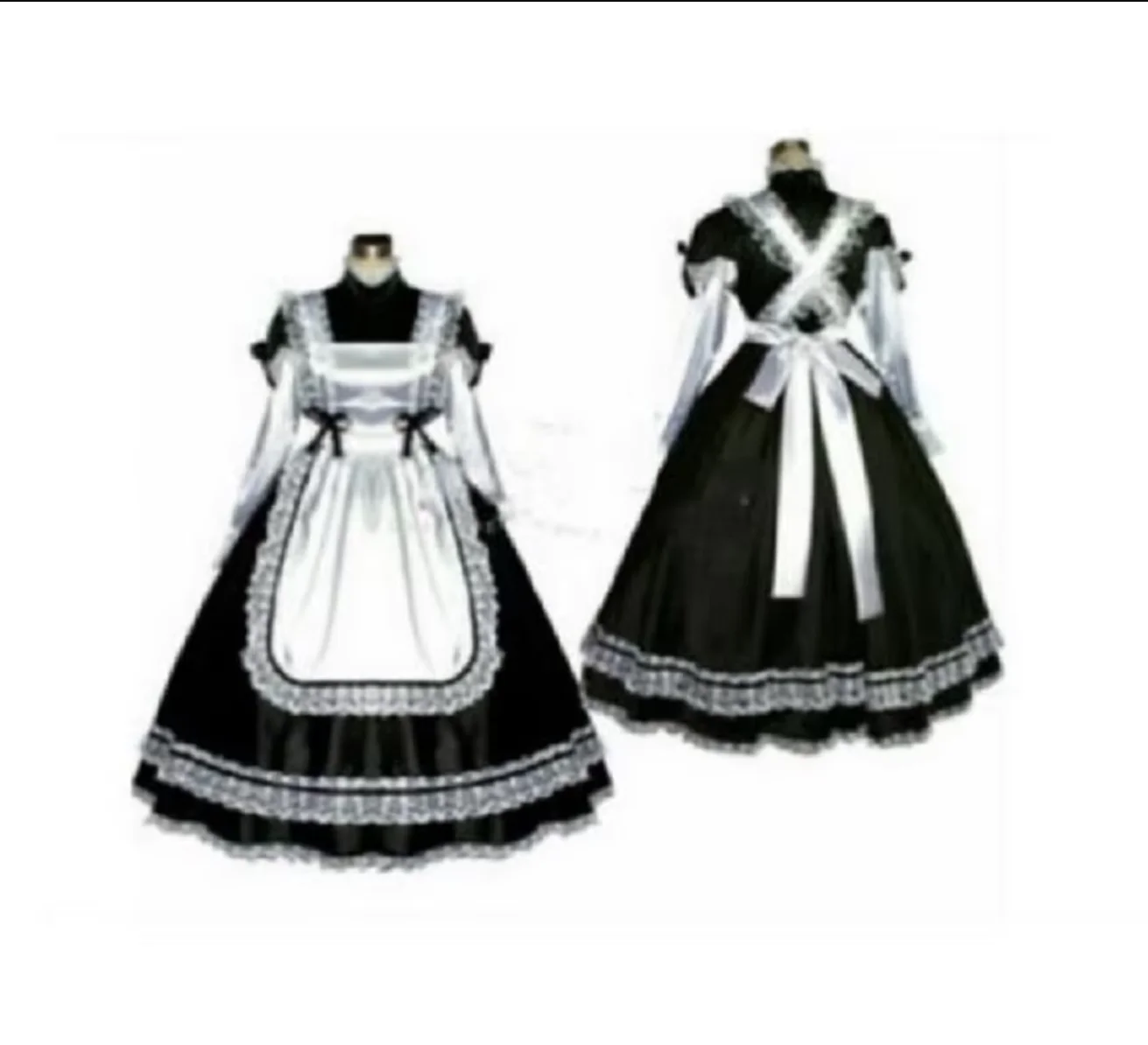 

Sissy Black Dress Satin Long Independent Apron Party Princess Dress Maid Crossdresser Party Role Playing Costume Customization