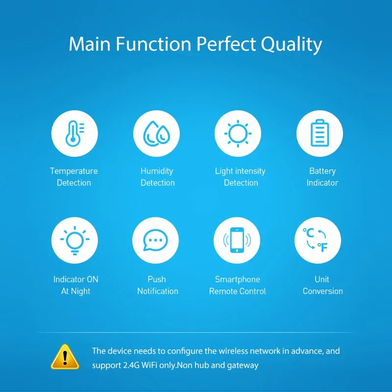 Tuya intelligent ZigBee/WIFI temperature and humidity illumination sensor alarm can be remotely controlled by mobile phone