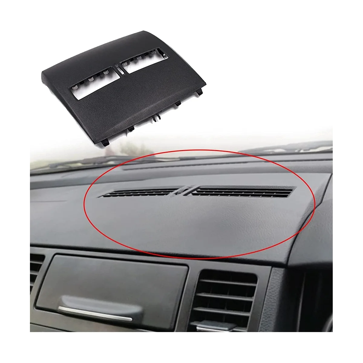 Car Front LHD Dashboard Middle Air Conditioner Outlet Vents Cover 68414-ED50 for Nissan Tiida 2005-2011 - Black