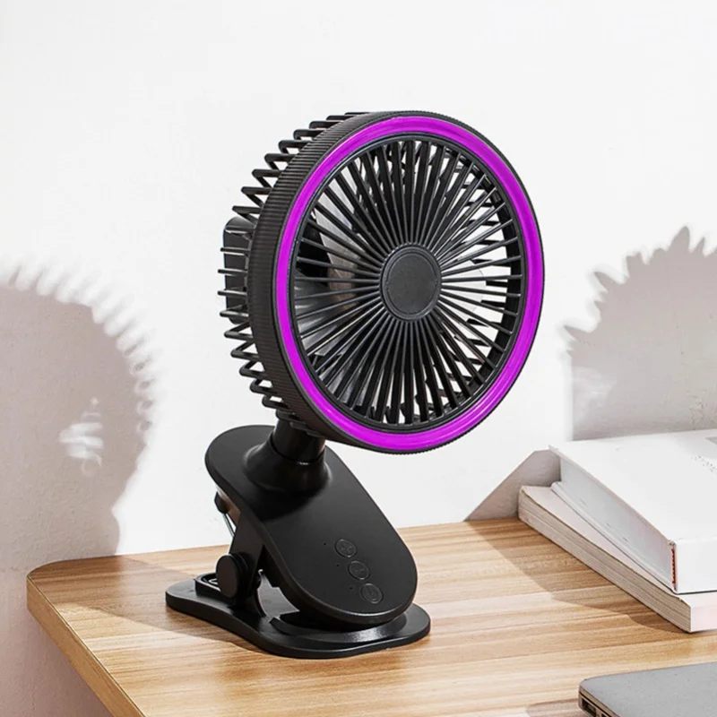 

Fan With Clamp Quiet 360 Degree Rotation Rechargeable USB Portable Fan For Desk Bedside
