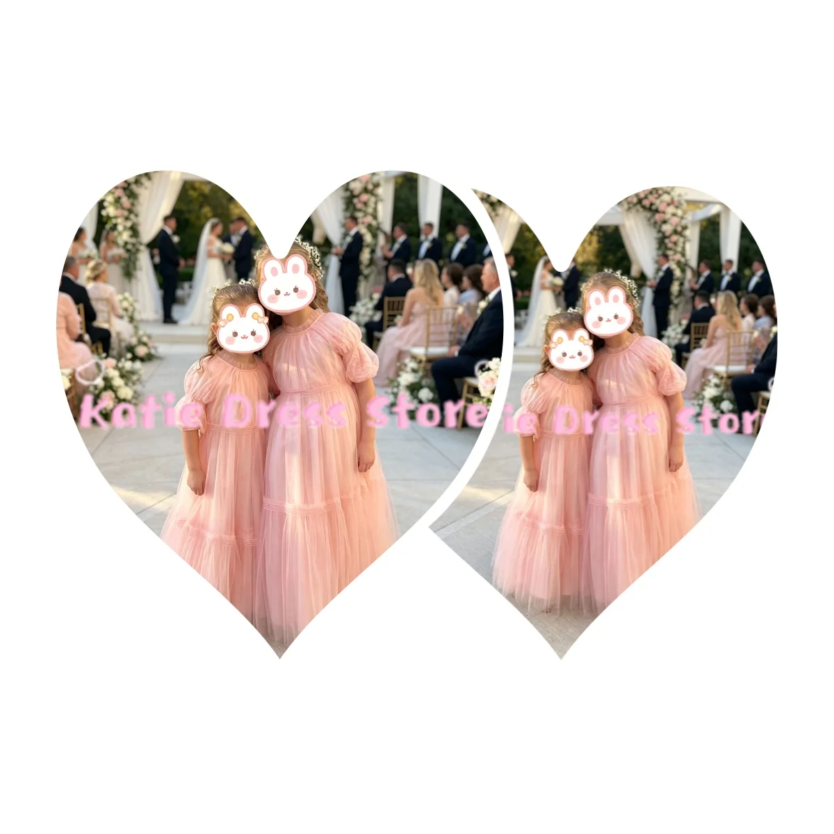 Pink Flower Girl Dress For Wedding Puffy Tulle Half Sleeve Princess Kids Birthday Party First Communion Ball Gowns Customized