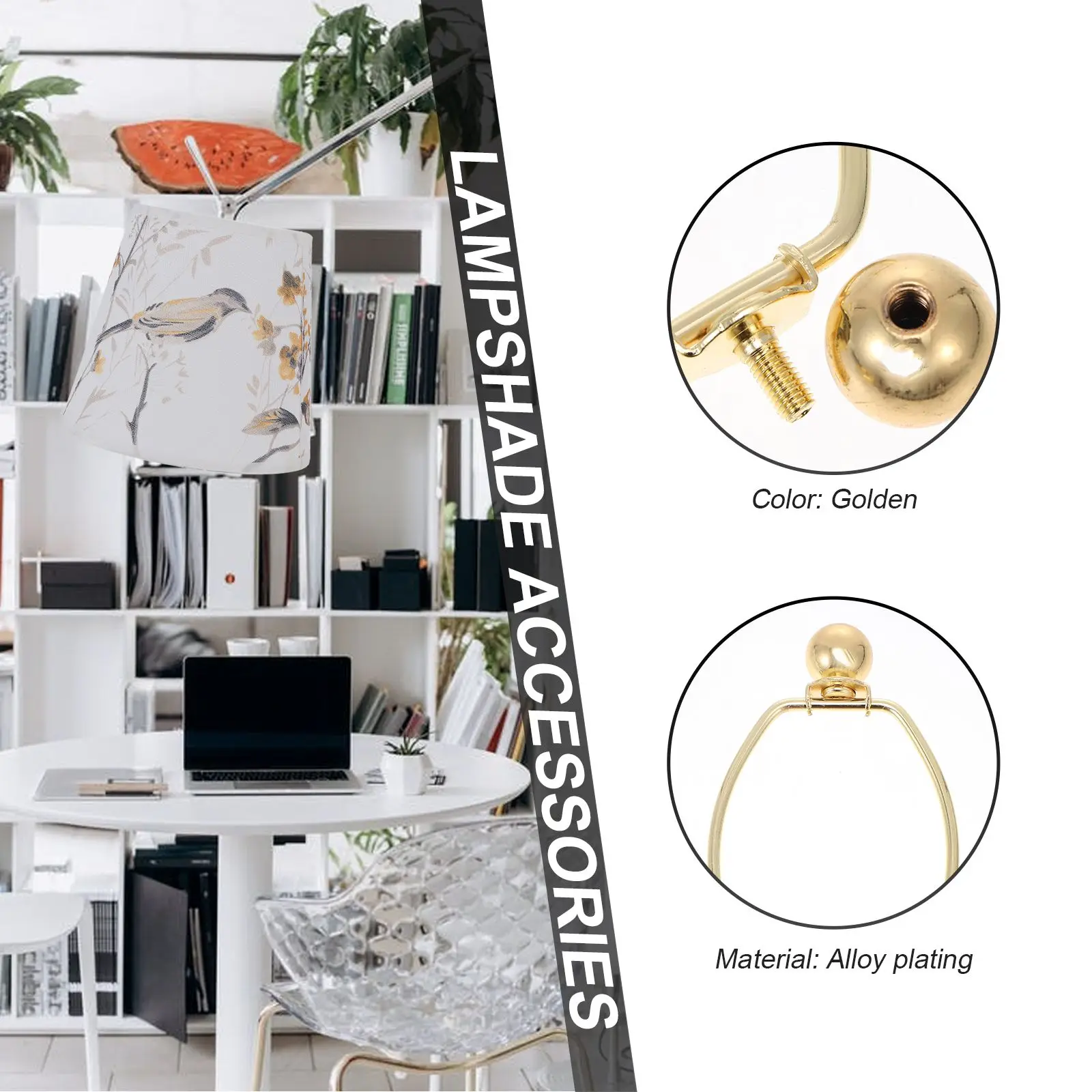 2Pcs Lampshade Lampshade Accessories Harp Frame Horn Accessories Durable Electroplated AntiRust Suitable Home Lighting