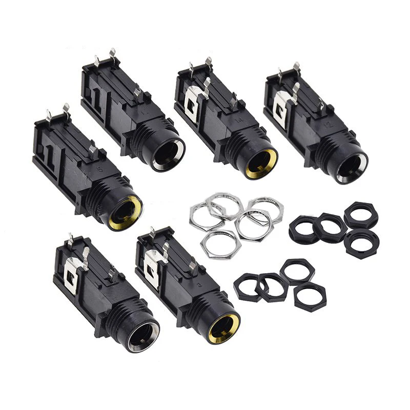1 sztuka 3P/4P gniazdo audio złącze głośnika 6.35 Mono gniazdo żeńskie PCB montaż panelowy mikrofon podwozie adapter audio nakrętka 3Pin 4Pin
