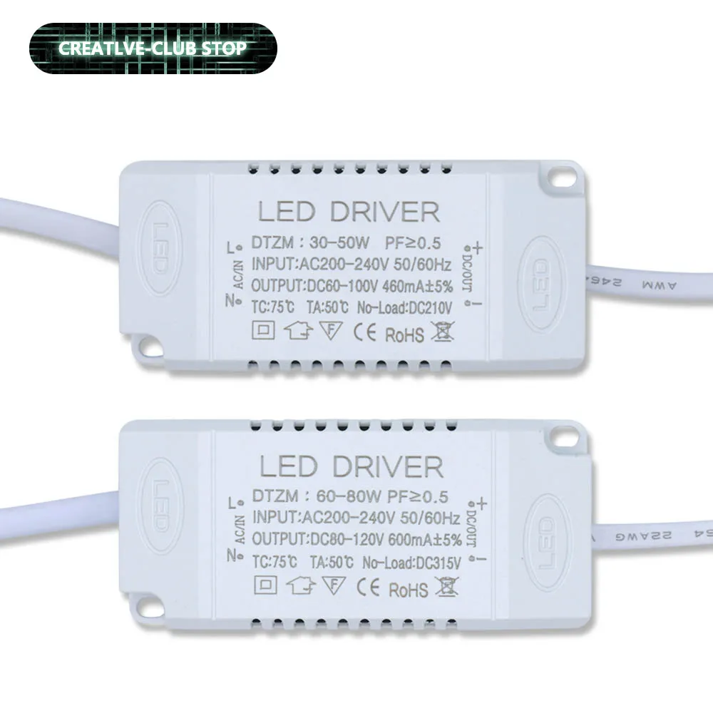 LED Driver 30-50W 60-80W Power Supply Unit DC60-100V DC80-120V For LEDs Lighting Transformers 460mA 600mA For LED Power Lights