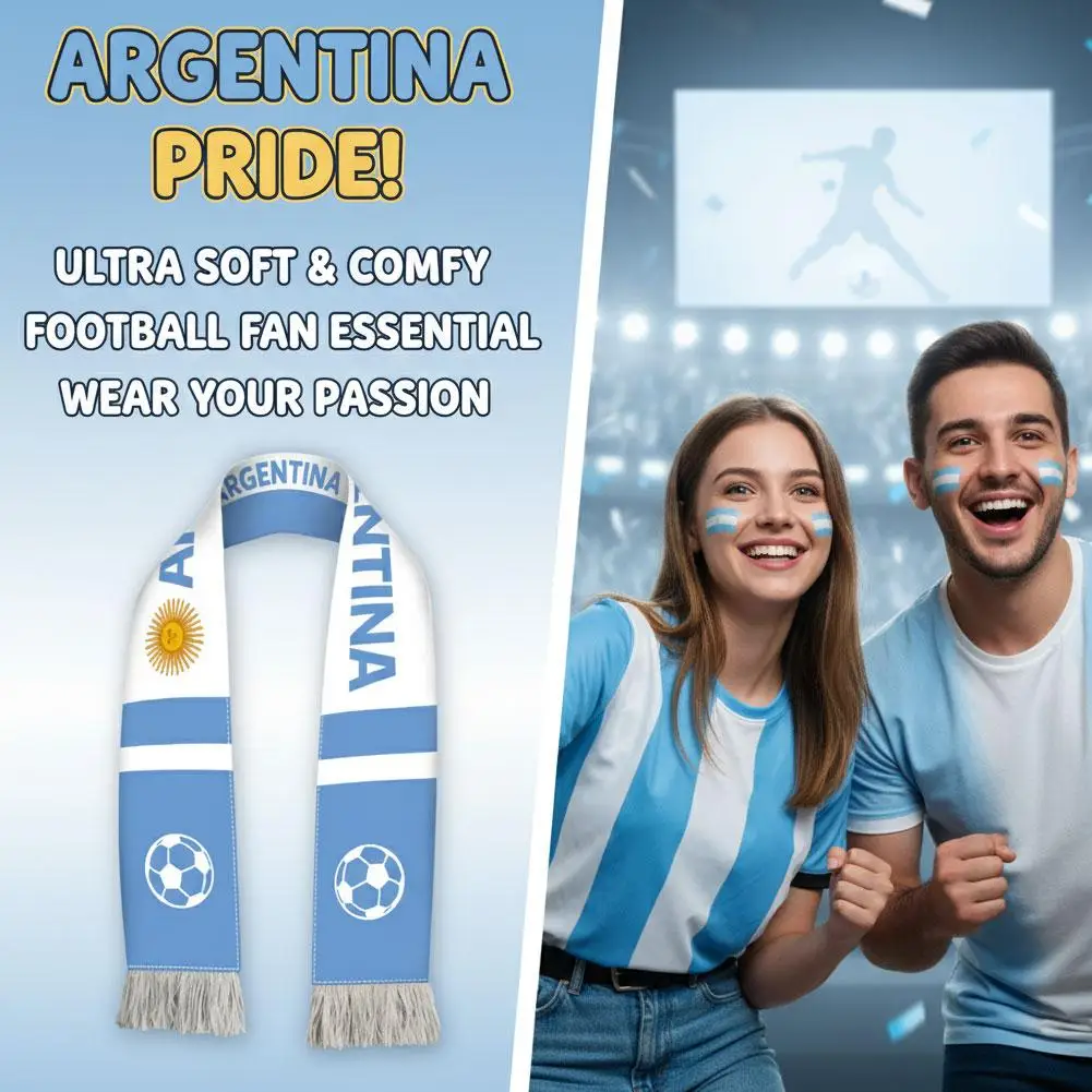 Football Game Scarf National Team Flag Fan Cheering Props Accessories Soft Cloth Fan Scarf For Party Supplies