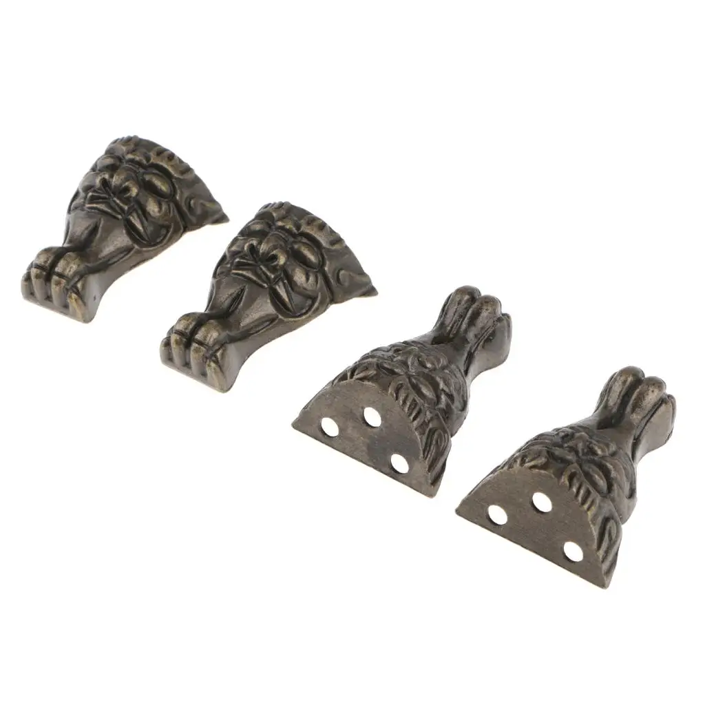 Zinc Alloy Small Furniture Leg Vintage Style Feet for Accessories for Jewelry Box Wooden Chest Home Decor Ornaments Set of 4