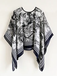 110Cm Square Shawls Summer Beach Sexy Women Fashion Print Silk Smock Blouse Sunscreen Comfortable Poncho