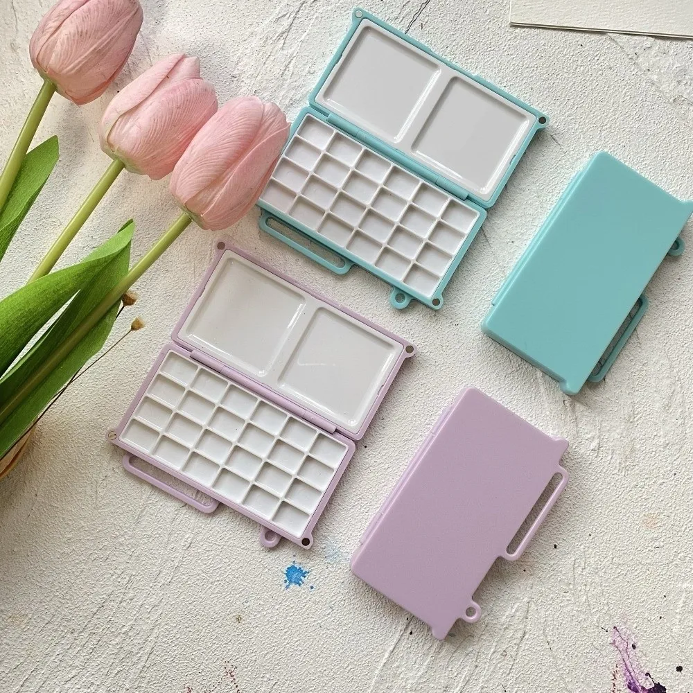 Magnetic Watercolor Paint Box 24 Grid Foldable Empty Paint Palette Professional Mini Plastic Pigment Box Outdoor Sketching