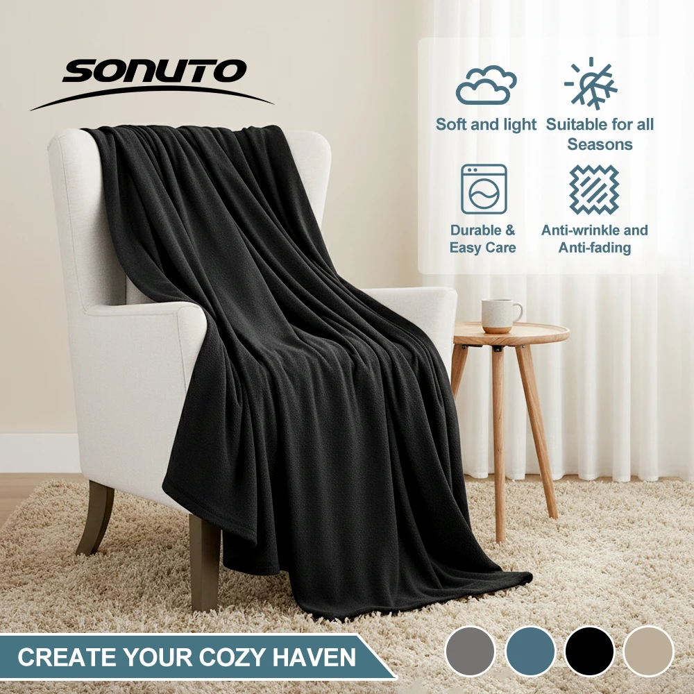 Newest  Spring Winter Flannel Blanket Fluffy Warm Soft Sofa Cover Bedspread Solid Black Coral Fleece Plush Blankets For Beds