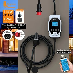 Feyree Type2 11KW EVSE Wallbox EV Charger แบบพกพา 16A 3 เฟส Wi-Fi สมาร์ท APP ควบคุมสถานีชาร์จสําหรับรถยนต์ไฟฟ้า Charger