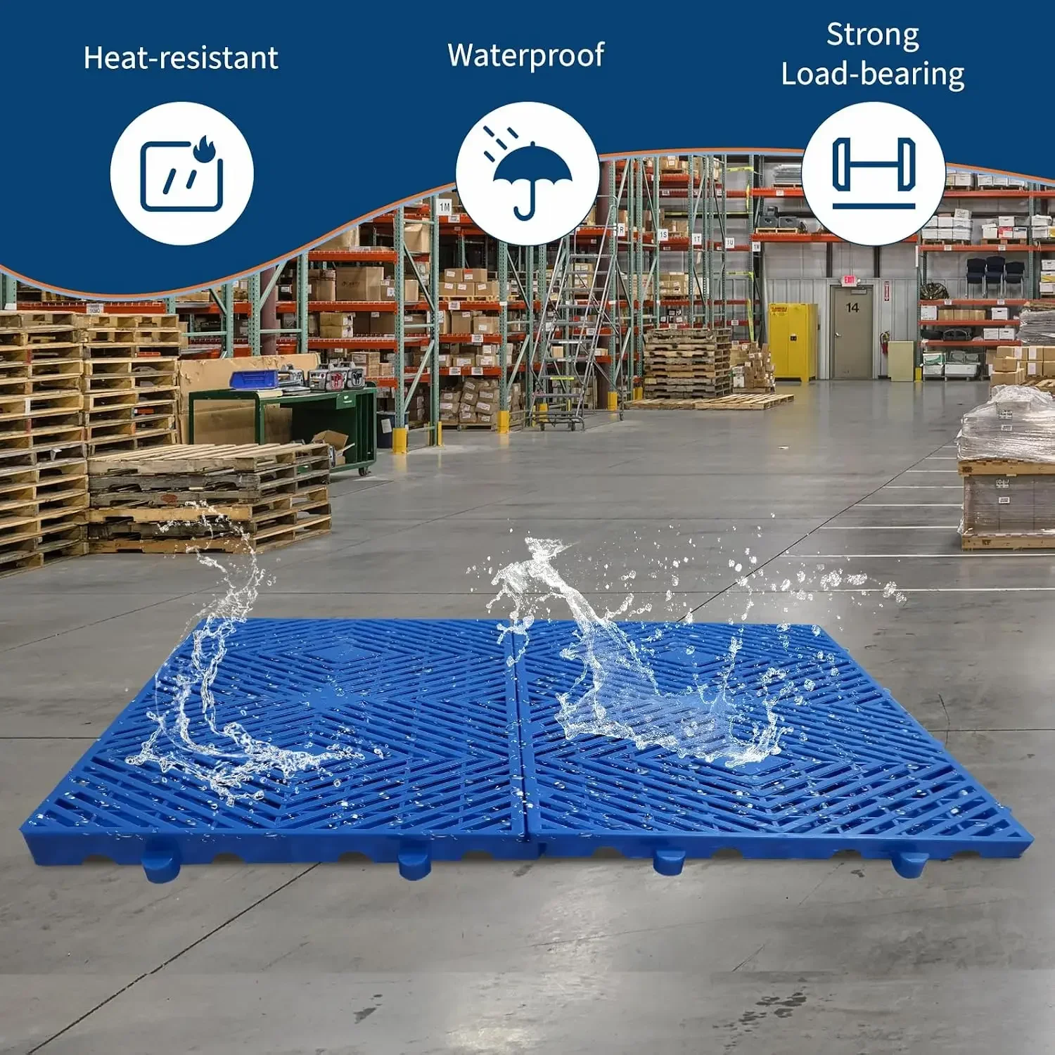 6/12pcs Plastic Floor Pallet Grid Board Sheet Moisture-proof Ground Slat Cushion for Warehouse Supemarket Lightweight Pallets Nestable Floor Grid for Storage for Damp Areas, Industrial Platform, Basement, Garage