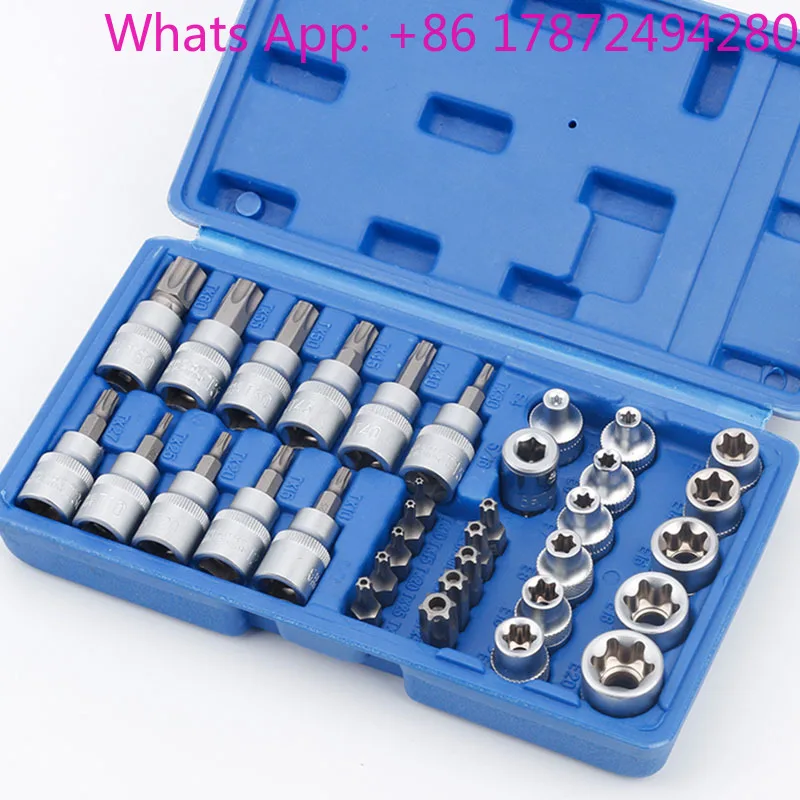 Torque Star Socket Handheld Drive Tool 0728 0981 34Pcs Torx Star Sockets Male Female E-Security Bit Set