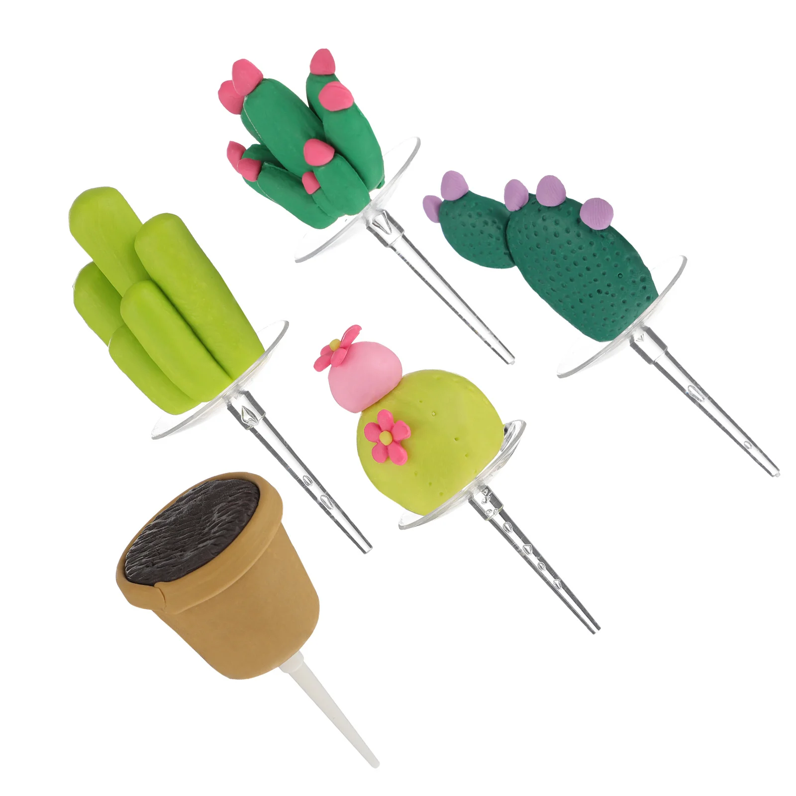 

1Set Cake Topper Hawaii Party Cactus and Plant Shape Creative Cake Picks Decorative for Birthday Party Dessert Table Decor