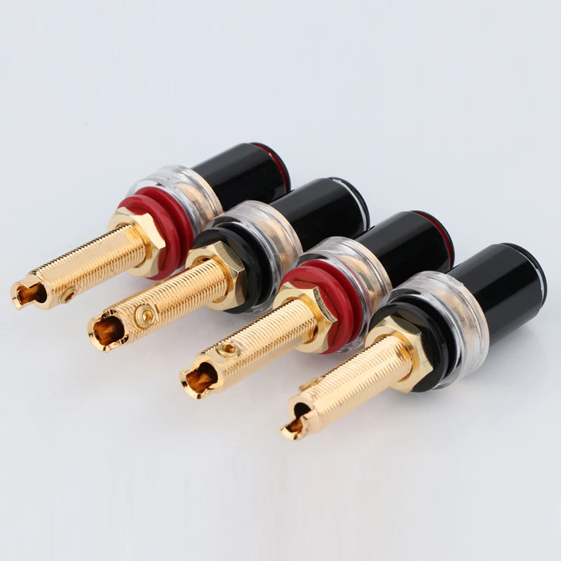 4Pcs Gold Plated Copper Speaker Binding Post Female Banana Connector HIFI Audio Amplifier Socket Terminal for 4mm Banana Plug