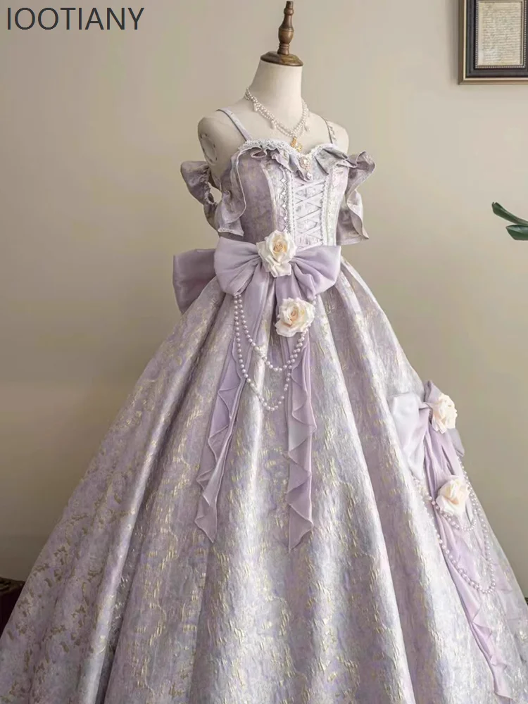 

Lolita Evening Dress Luxury Birthday Banquet Party Performance Sleeveless Suspenders High Waist Princess Elegant Y2k Dress 2025