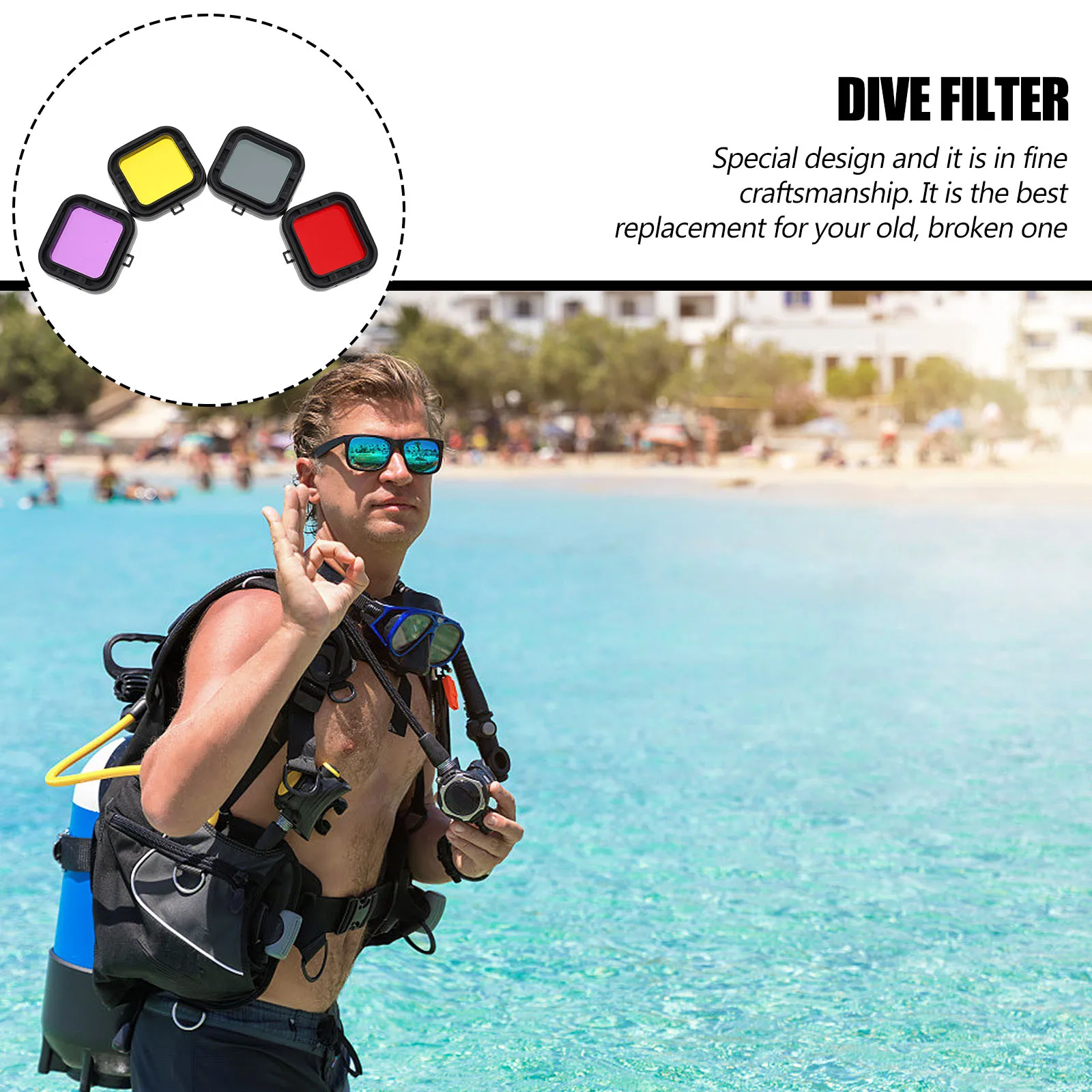 

4 PCS Filter Screen Waterproof Shell Scuba Diving Accessories Acrylic for Housing