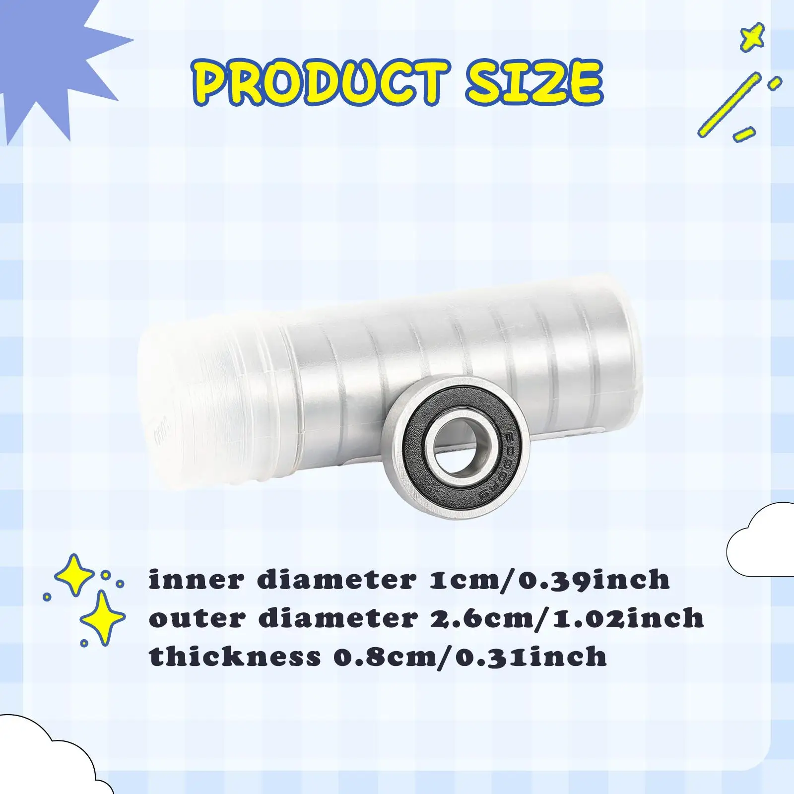 10x 깊은 홈 볼 베어링 고무 밀봉 6000 2800R/Min 강철 10x26x8mm