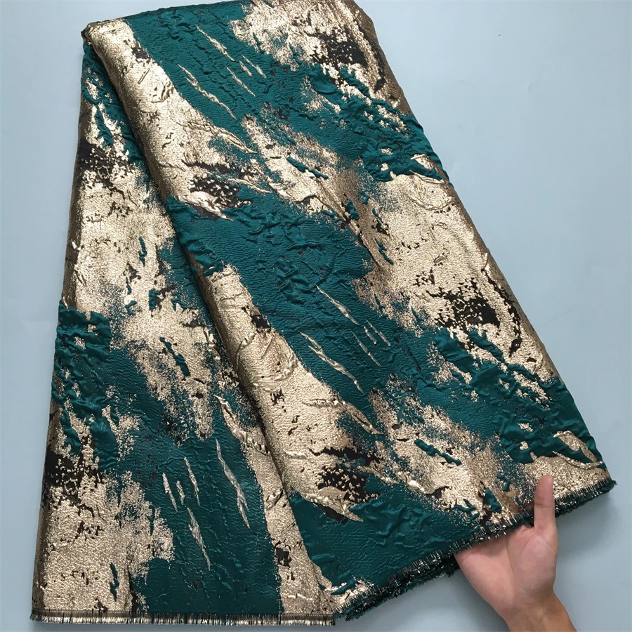 African Brocade Satin Tulle Lace Fabric 2024 High Quality 5Yards French Jacquard Lace Fabric For Bridal Prom Dress Sewing