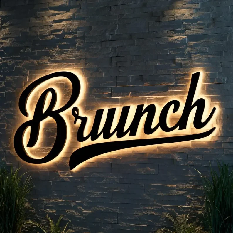 Custom backlit signage, stainless steel business store 3D letter signage, LED signage, outdoor storefront, LED channel signage