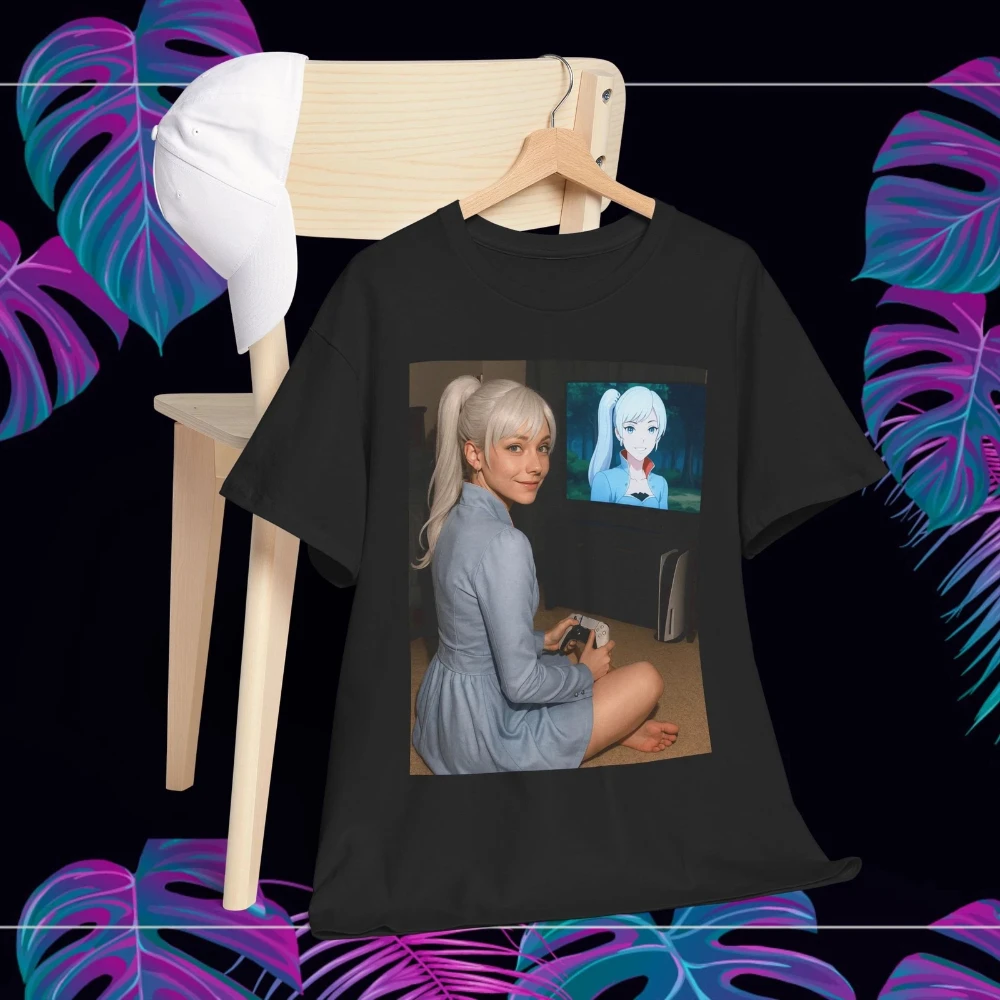 Gamer T-shirt, Weiss Gaming Monster Hunter PS5 shirt, video game T-shirt, casual loose-fitting streetwear shirt for gamers.
