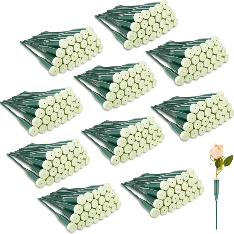 Tubi per acqua floreale da 25 pezzi Tubi floreali verdi in plastica con tappi in gomma Tubi per acqua per fiori freschi per forniture per steli di bouquet da giardino