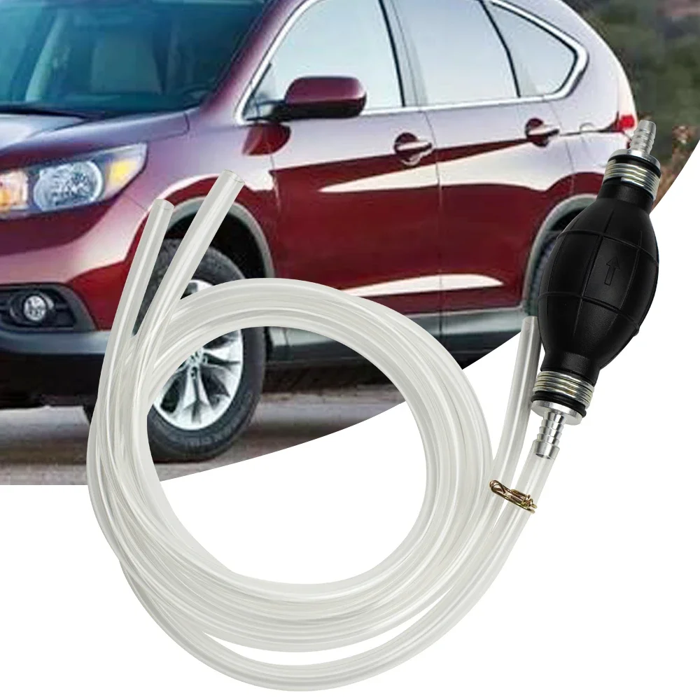 Siphon Hand Pump Portable Manual 8mm Car Fuel Transfer Pump for Gas Gasoline Petrol Diesel Oil Liquid with Hoses