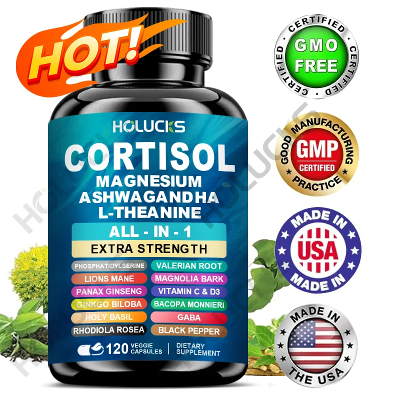 Corti-Soothe Cortisol Supplement with Magnesium, Ashwagandha, L-Theanine - Manage Stress, Maintain Calm & Support Adrenal Health