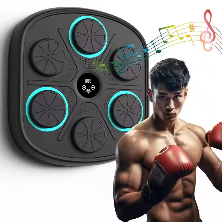 Smart Wall Mount Boxing Trainer Machine with LED Light Music Adjustable Speed Target PU Material-Fitness Sports Training