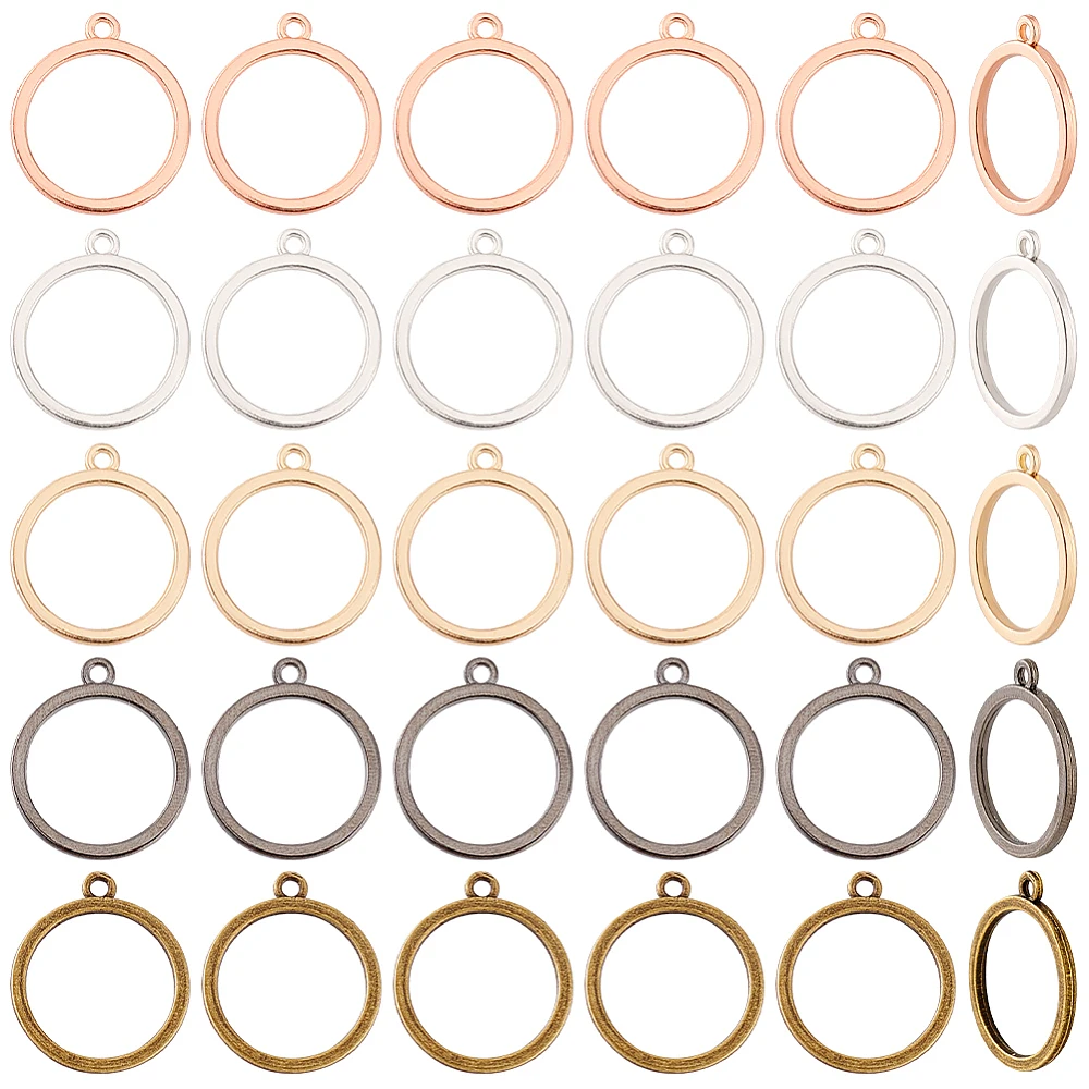 

1 Set 100Pcs 5 Colors Alloy Open Back Bezel Pendants for Uv Resin Epoxy Resin Flat Color 19.5X17X1.5Mm Hole: 1.5mm 20Pcs/Color
