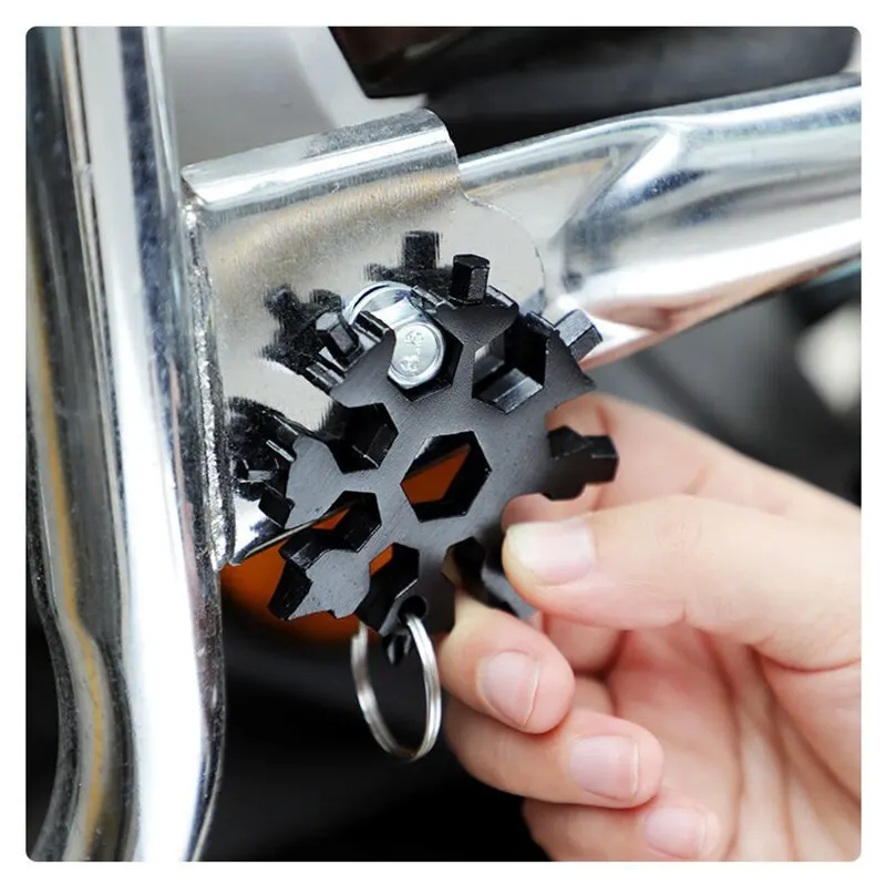 18 in 1 Snowflake MultiTool Stainless Steel Multifunctional Snowflake Tool Multipurpose Key Wrench